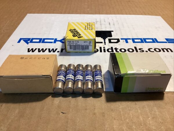 LOT OF 5 NEW Fusetron FNA-6 1/4 Dual Element Fuses 6 1/4A 125VAC