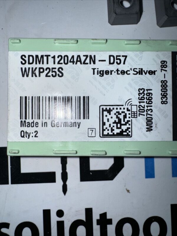Walter Tigertec Silver SDMT1204AZN-D57 WKP25S Positive square SDMT Insert - Image 2