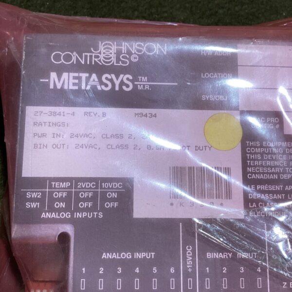 Johnson Controls Metasys 27-3841-4 HVAC Controller Board Module IN STOCK
