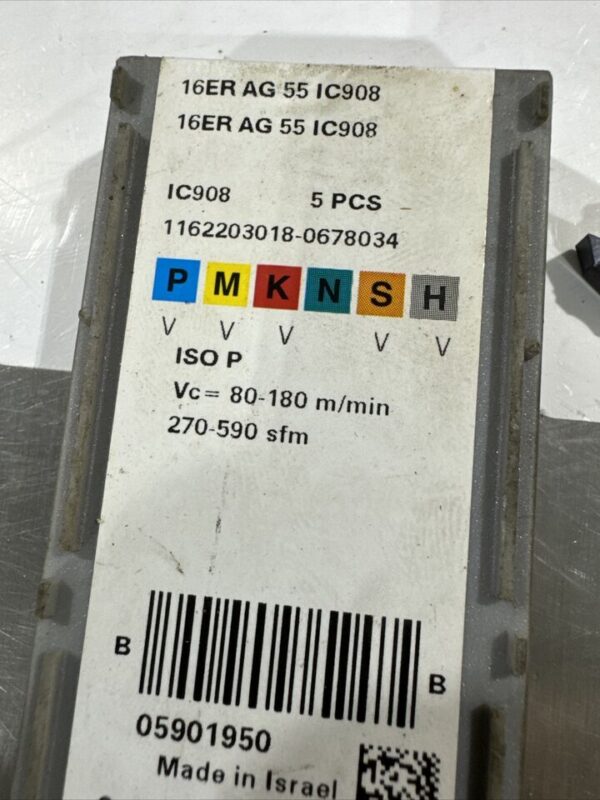 ISCAR 16ER AG 55 IC908 Threading Insert 3pk - Image 2
