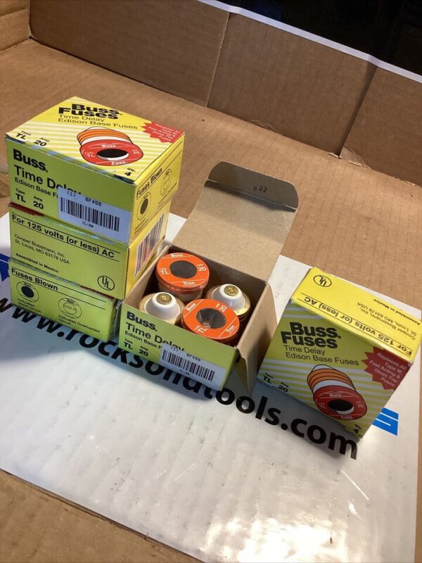 BRAND NEW BOX Of Buss TL-20 Edison Base Time Delay Fuses- 4pcs- 20Amp - Image 2