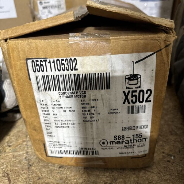 MARATHON CONDENSER VCD 3 PHASE MOTOR X502 - Image 2