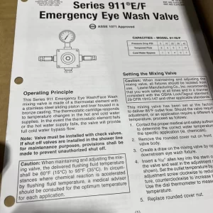 Lawler 911 E/F 1/2” Thermostatic Eye Wash Valve