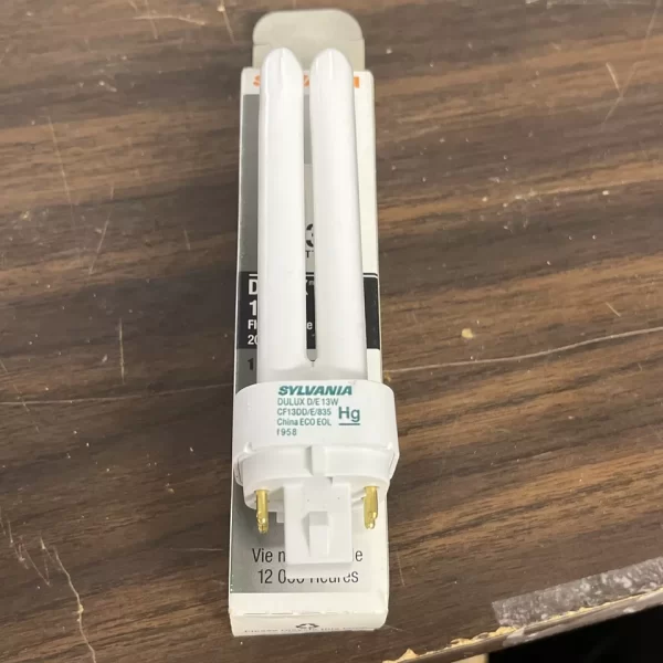 (1) Sylvania 20671 CF13DD/E/835 13W T4 CFL 4pin G24q-1 3500 Dulux Eco 12K Hours
